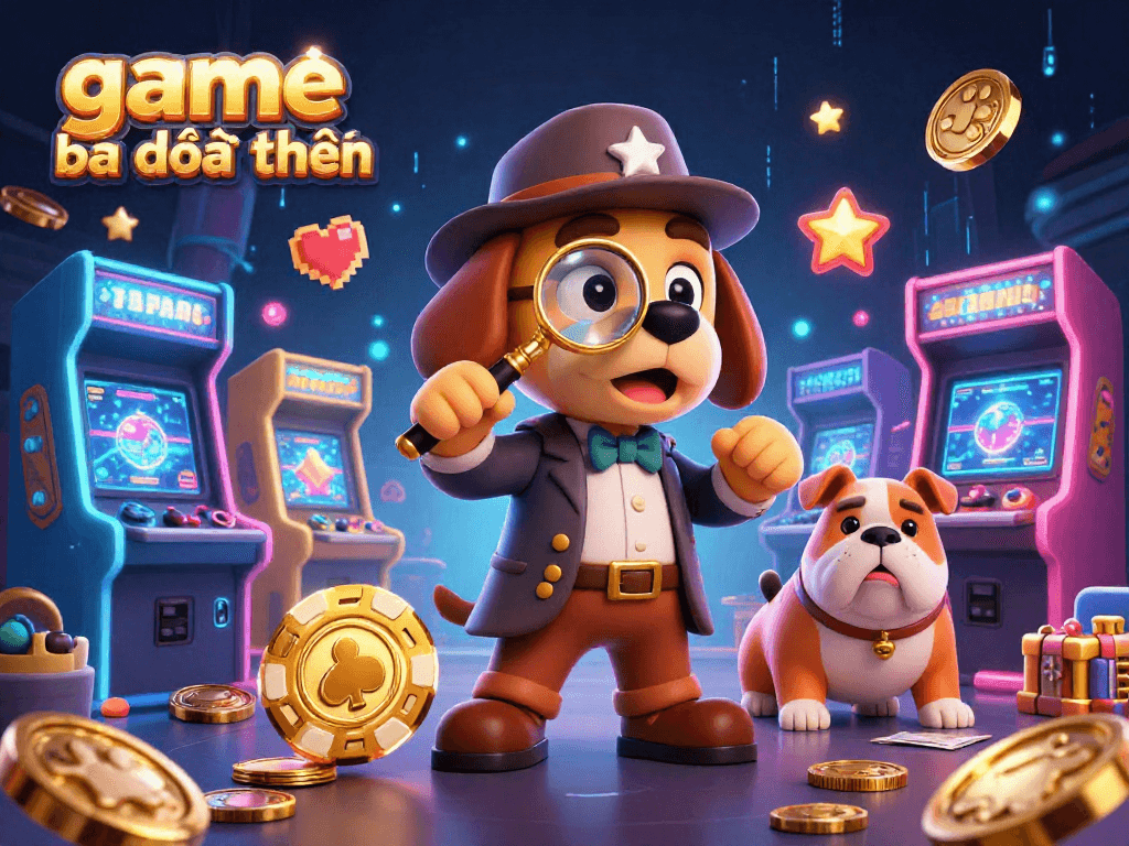 Play game đánh bài đổi thưởng with engaging characters and vibrant casino elements in a colorful illustration.