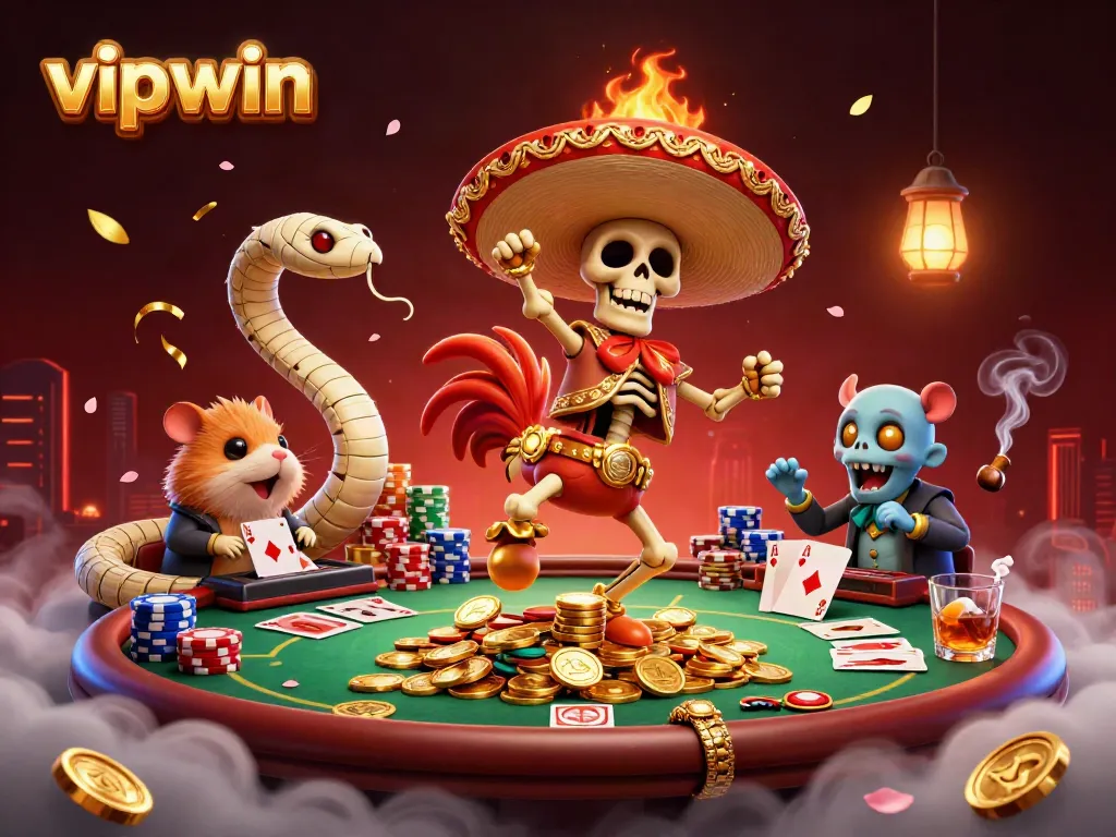 Experience thrilling gameplay with the vibrant characters of vipwin in this 3D casino scene, showcasing excitement and engagement.