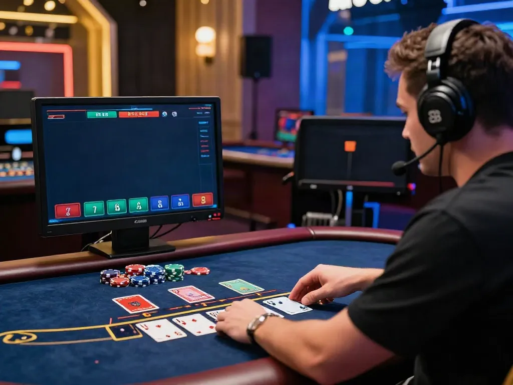Engaged player experiencing SV88's live casino gaming with a dealer.
