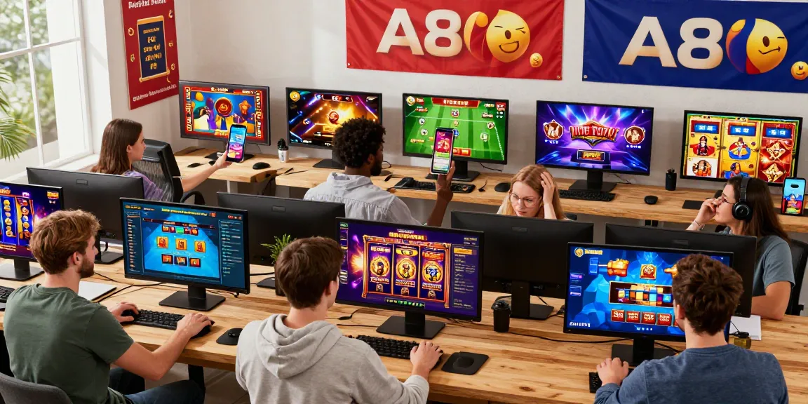Diverse players enjoying a vibrant gaming experience on the A80 platform with exciting visuals and dynamic graphics.