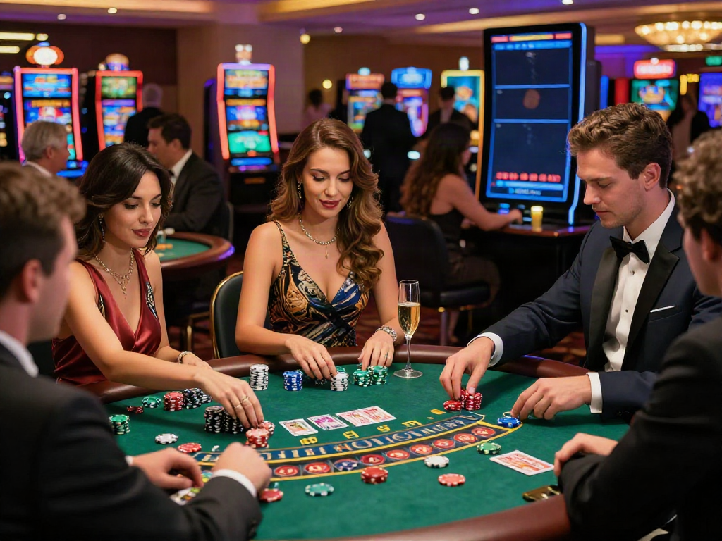Engaged players at a casino table enjoying bonus sans depot casino games with vibrant atmosphere.