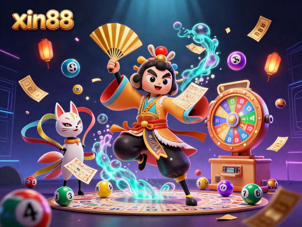 Experience the vibrant gambling world of xin88 with dynamic lottery balls and interactive gaming elements.