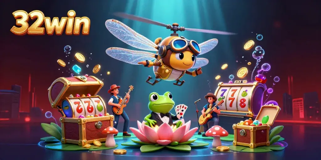Experience thrilling casino entertainment with 32win in this vibrant underwater scene.