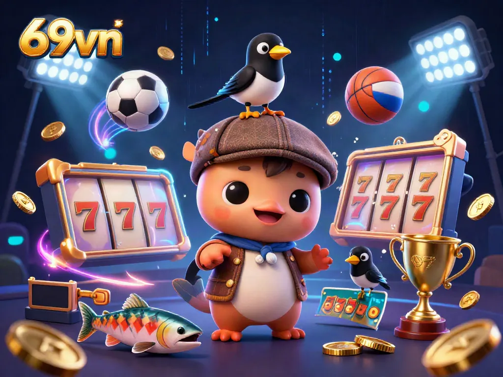 Experience vibrant fun with 69vn as playful characters engage in thrilling slots action.
