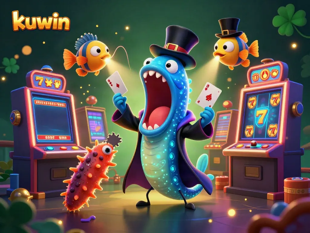 Experience thrilling games with kuwin in this vibrant casino-inspired scene.
