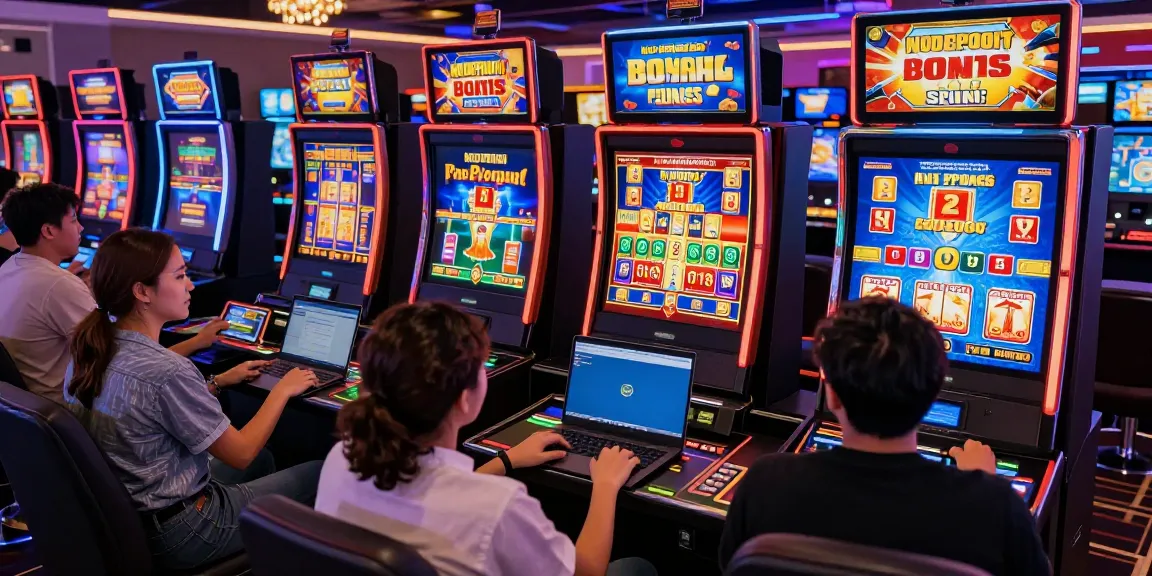 Engaging casino bonus sans depot scene with players enjoying virtual games