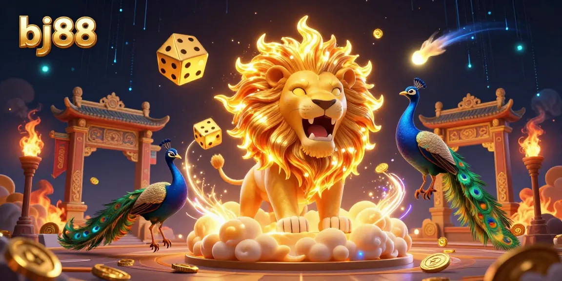 Engage in thrilling betting adventures with bj88, featuring a vibrant casino scene of heroic characters amidst dazzling gold coins and game elements.