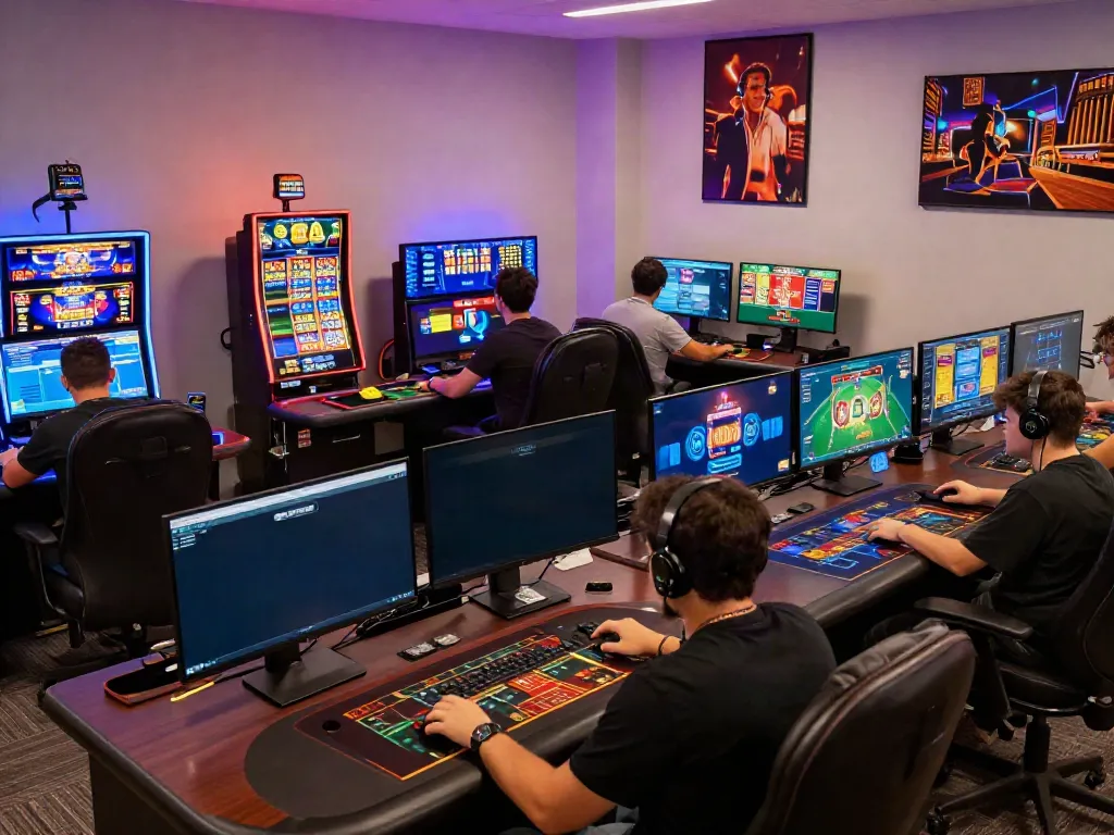 Online gambling scene featuring red88 with players engaging in various games and vibrant visuals.