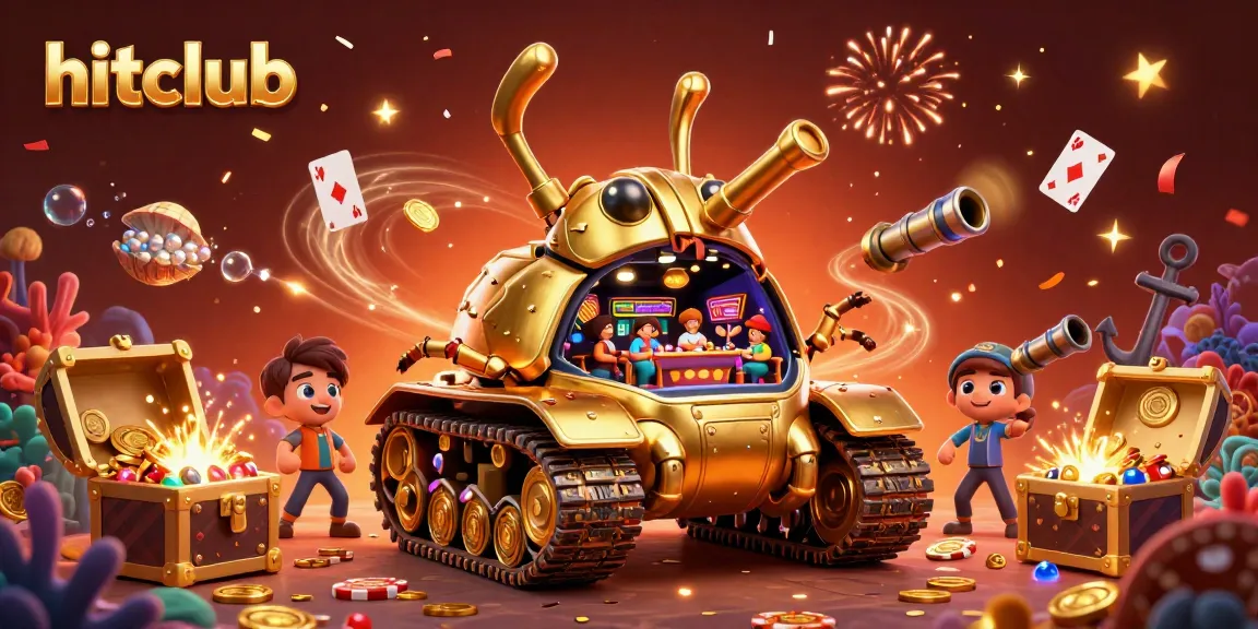 Engage with the immersive hitclub casino experience in a vibrant, celebratory 3D illustration.